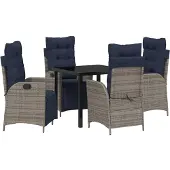 vidaXL Garten Essgruppe 5 Stk. Grau und Schwarz Rattan