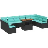 vidaXL Gartensofa-set 11 stk. 10-Sitzanzahl Schwarz und Türkis