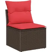 vidaXL Gartensofa-set mit Kissen 6 pcs Braun und Rot Poly-Rattan