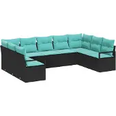 vidaXL Sofa Set 9 stk. Schwarz [Synthetisch]: Poly Rattan
