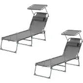 Songmics Sonnenliege klappbar, 2er Set, mit Kopfstütze GCBB35292GZ02