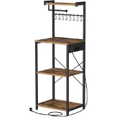 Vasagle Standregal mit 4 Ebenen, Küchenregal mit Ladestation, 8 Haken KKSB35013KD02