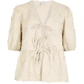 Apricot Blusentop "Bluse aus Leinenmischung" mit Stickerei