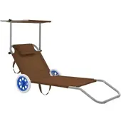 Furnicato Klappliege Mit Sonnenschutz Und Rädern Stahl Taupe