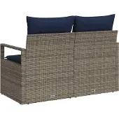 vidaXL Garten-Sofa mit Kissen 120 x 62 x 69 cm Poly-Rattan
