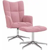 Syfax Relaxsessel mit Hocker Rosa Samt