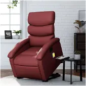 Markenlos Massagesessel mit Fußstütze, Kunstleder, Rot, Relaxsessel