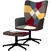 Markenlos Relaxsessel mit Hocker aus Patchwork-Stoff