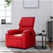 Markenlos Relaxsessel mit Liegefunktion aus Kunstleder in Rot