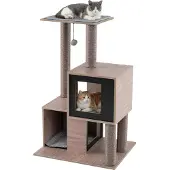 Northix Katzenkratzbaum mit Sisalstämmen, 2 Höhlen, 94 cm, Grau