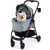 Northix 3-in-1-Hundebuggy mit abnehmbarer Transportbox, Grau