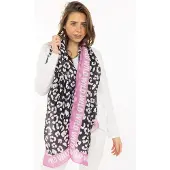 Zwillingsherz Schal "Leo Dreams" Leomuster und Schriftzug, transparenter Look