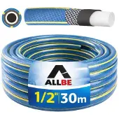 ALLBE Gartenschlauch 1/2 Zoll 30m 4-lagig verstärkt flexibel knickfest UV-beständig