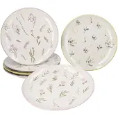 MamboCat Jardin 6er Set Kuchenteller Keramik Ø21cm Blumen gelb lila rosa Dessertteller