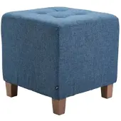DELUKE Sitzhocker CELIS - Stoff Blau 45x45x46 cm | Hocker Schlafzimmer Polsterhocker Wohnzimmer Sitzbank Esszimmer