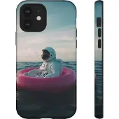 WOYC Astronaut auf pinker Luftmatratze – Hülle Kompatibel mit iPhone 12