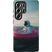 WOYC Astronaut auf pinker Luftmatratze – Hülle Kompatibel mit Samsung Galaxy S25 Ultra