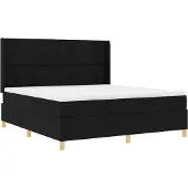 vidaXL Boxspringbett mit LED-Lichtleisten Schwarz 180 x 200 cm Stoff