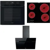 Whirlpool Backofen OMK58CU1SB + Kochfeld AKT8090NE + Haube WHVP62FLTSK