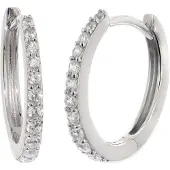 Trendor 21693 Damen-Ohrringe 925 Silber Klapp-Creolen mit Zirkonia 14x13 mm