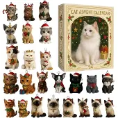 Meoiruery Katzen-Adventskalender 2025, 24 2D-Acryl-Anhänger für Katzenliebhaber