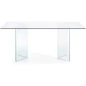Natur24 Burano Esstisch aus gehärtetem Glas mit Doppelfuß 180 x 90 cm für 8 Personen