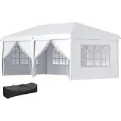 Outsunny Pavillon 5,85 x 2,95m Gartenpavillon, Faltpavillon mit UV-Schutz, Stahl