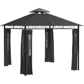 Welikera Pavillon Partyzelt Gartenpavillon, 3 x 3 x 2, 88 m, Dunkelgrau