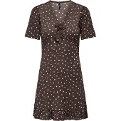 ONLY Minikleid "ONLMOLLY S/S V-NECK DRESS JRS NOOS" Materialmix, regular fit, V-Ausschnitt