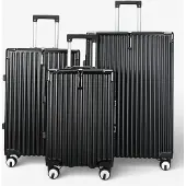 Infinity Leather Schwarzer Hardshell-Koffer Dual 4-Wheel ABS Gepäck Kabinenkoffer