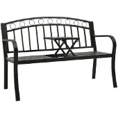Helloshop26 - Gartenbank Terrassenmöbel Terrassentisch schwarz 120 cm Stahl
