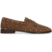 Manfield Braune Veloursleder-Loafer mit Nieten | Größe 41