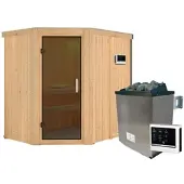 Karibu Sauna "Havasu" SET naturbelassen mit 9kW Ofen