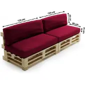 Bananair Abziehbares palettenkissen lot x2 aus polyester 120x80cm/120x40cm, rot