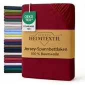 EXKLUSIV HEIMTEXTIL Jersey Spannbettlaken 120 x 200 cm Bordeaux 100% Baumwolle Öko - Tex Zertifiziert Bed-Sheet Bettlaken Spannbetttuch
