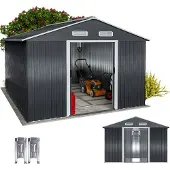 Gardebruk XXXL Metall Gerätehaus 8m² mit Fundament 315x260x180cm Schiebetür Anthrazit Geräteschuppen Gartenhaus 15m³