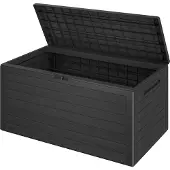 Casaria Gartenbox 280L UV-beständig Griffmulden Verschlussvorrichtung Balkon Terrasse Wohnzimmer Wintergarten Kissenbox 116x43cm Holz-Optik Anthrazit