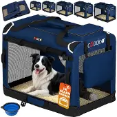 Cadoca Hundebox XL 82x56x58cm faltbar atmungsaktiv robust Hundetransportbox Transporttasche Haustiertransportbox Hundetragetasche Navy Blau