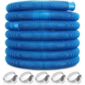 Monzana Poolschlauch 14m Ø 38mm flexibel mit Muffen 5x Schlauchschellen UV Chlor resistent Schwimmbadschlauch Pumpenschlauch Wasserschlauch Blau