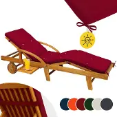 Detex Auflage Liege wetterfest UV-beständig Schlaufen Zugband 5cm Dicke Polster Gartenmöbel Sonnenliege Gartenliege 195x55x5cm Zierknöpfe Rot