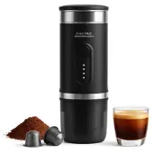 Cucina di Modena Mobile Akku-Espressomaschine mit Wasserkocher, auch für Kapseln, 15bar