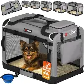 Cadoca Hundebox Hundetransportbox faltbar robust S 50x34x36cm atmungsaktiv Transporttasche Haustiertransportbox Hundetragetasche Grau
