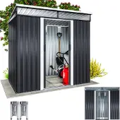Gardebruk L Metall Gerätehaus 2m² mit Fundament 200x125x180cm 2 Fenster Anthrazit Geräteschuppen Gartenhaus 4m³