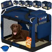 Cadoca Hundebox XXL 90x60x66cm faltbar atmungsaktiv robust Hundetransportbox Transporttasche Haustiertransportbox Hundetragetasche Navy Blau