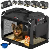 Cadoca Hundebox Hundetransportbox faltbar robust S 50x34x36cm atmungsaktiv Transporttasche Haustiertransportbox Hundetragetasche Anthrazit