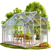 Gardebruk Gewächshaus Aluminium 4,8m² 250x190cm inkl. 2 Dachfenster Tomatenhaus Treibhaus Anzuchthaus Garten Frühbeet Pflanzenhaus Aufzucht 7,63m³