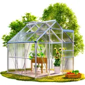Gardebruk Gewächshaus Aluminium 3,6m² mit Fundament 190x190cm inkl. Dachfenster Tomatenhaus Treibhaus Anzuchthaus Garten Frühbeet Aufzucht 5,8m³