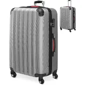 Monzana Koffer Handgepäck ABS Hard Case 4 Rollen Teleskopgriff Zahlenschloss Kantenschutz Reisekoffer Hartschalenkoffer Rollkoffer Trolley Silber XL