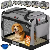 Cadoca Hundetransportbox faltbar Größe L 70x52x50 cm, Netzeinsätze, 3 Seiten zu öffnen