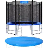 Monzana Trampolin Ø 366 cm SÜD GS Zertifiziert Komplettset inkl. Sicherheitsnetz, Leiter, Randabdeckung & Wetterplane Kindertrampolin Gartentrampolin